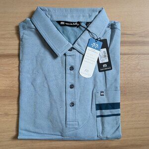 NWT TravisMathew The 77 Prestige Polo – Effective – Heather Bluestone – XL
